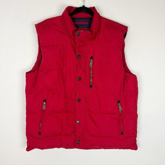 Orvis Men’s Duck Down Puffer Vest Full Zip Snap Outdoorsy Rugged Large Red - Picture 2 of 10